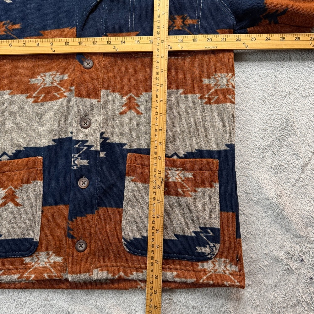 Junk Food Clothing Southwestern Shawl Collar Cardigan Rust Navy 12MJK696 Mens L - Picture 7 of 9